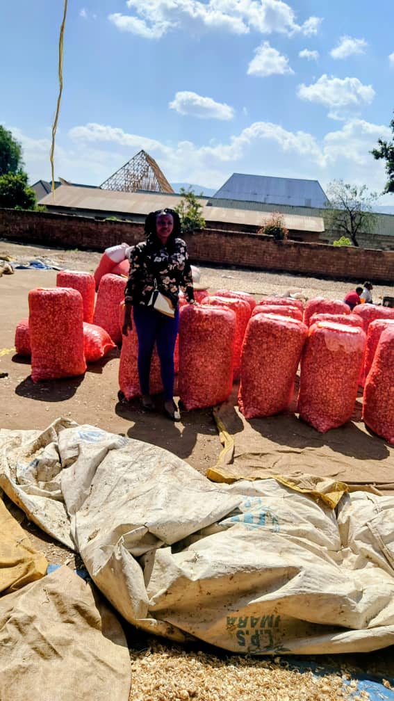 Banana crisps in bulk sacks at the yard
